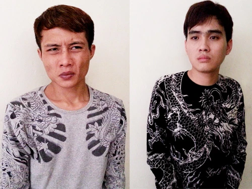 Hai đối tượng Trần Xuân Tùng và Hoàng Ngọc Điệp tại cơ quan điều tra