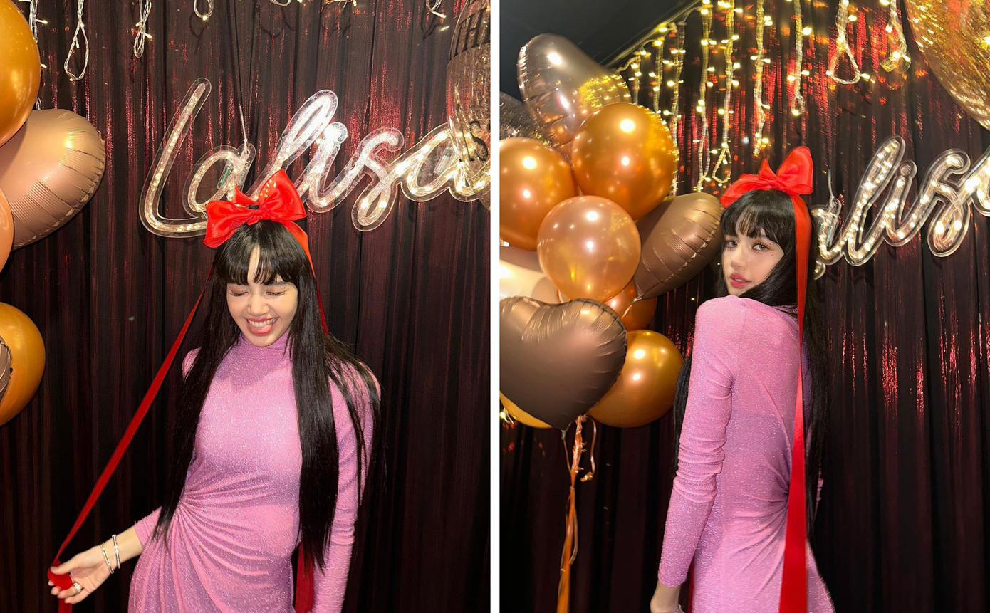 Cũng trong bữa tiệc, Lisa thay chiếc váy hồng lấp lánh ôm sát người, tôn vóc dáng mảnh mai, nuột nà. Cô cũng chia sẻ diện mạo này trên trang cá nhân và nhận được hơn 5,3 triệu lượt Thích. Ảnh: IG.