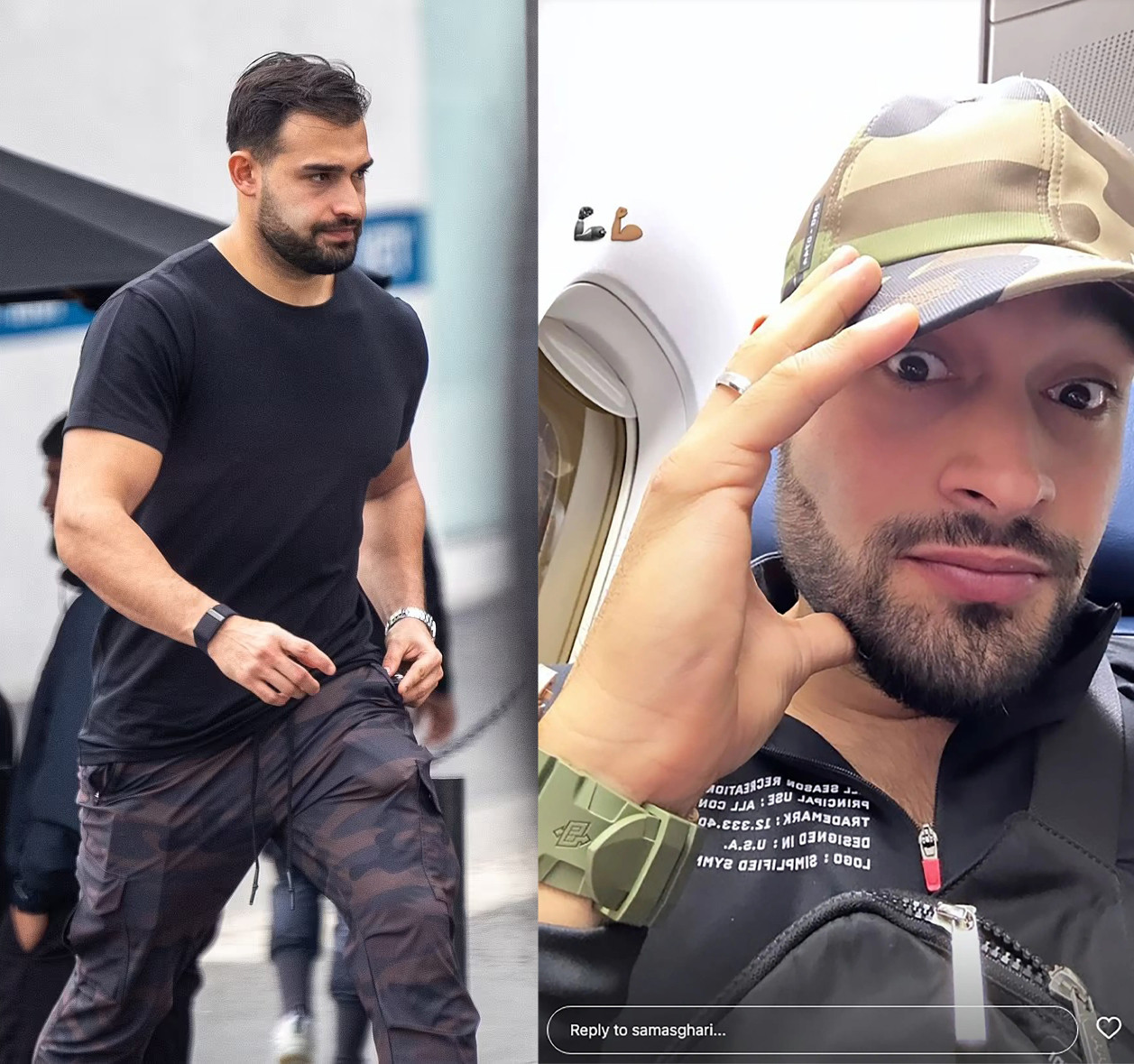 Sam cũng bị bắt gặp không đeo nhẫn cưới, nhưng sau đó đăng ảnh đính chính. Ảnh: Splashnews/IG.