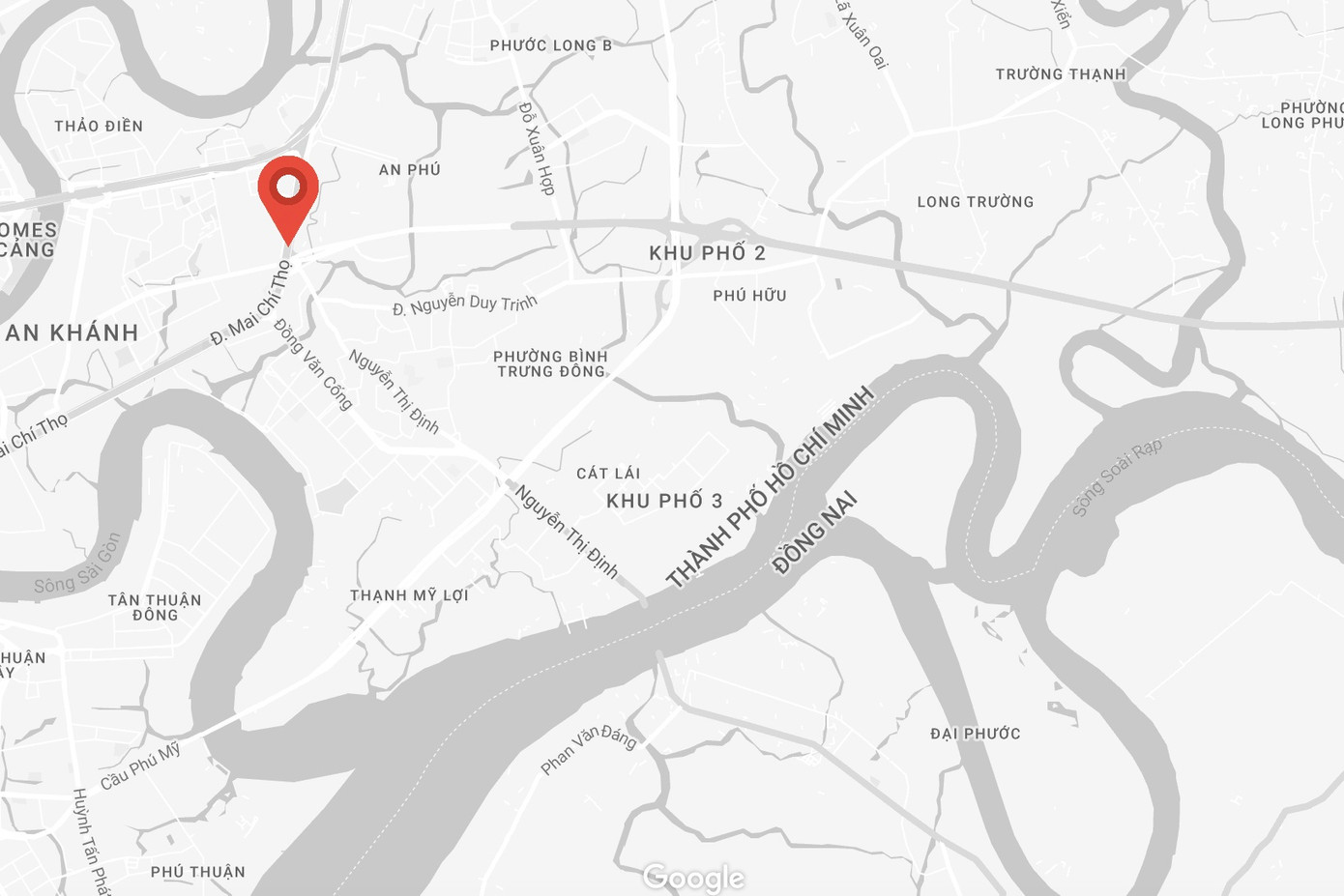 Dự án nút giao thông An Phú trên đại lộ Mai Chí Thọ, TP Thủ Đức. Ảnh: Google Maps.