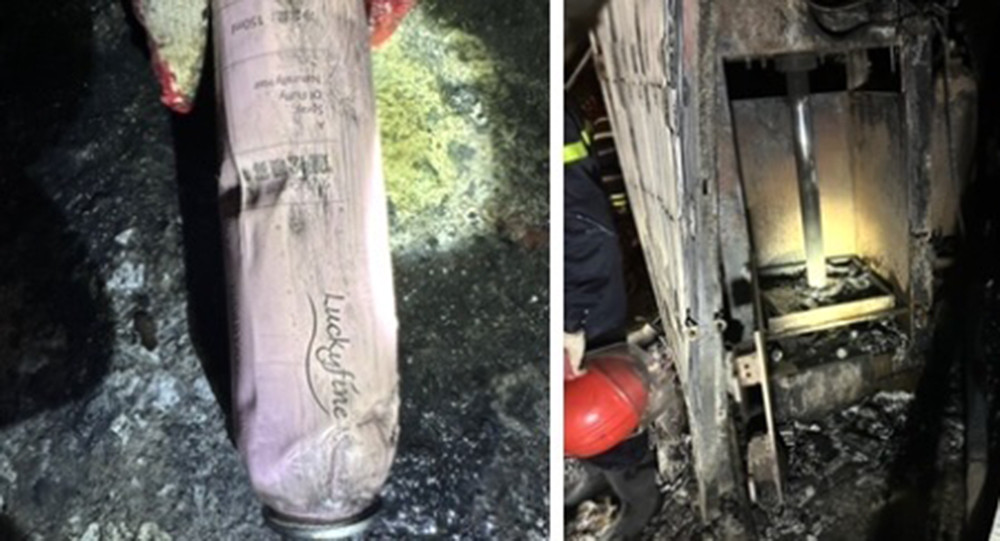 Bình xịt tóc và máy ép phế liệu.