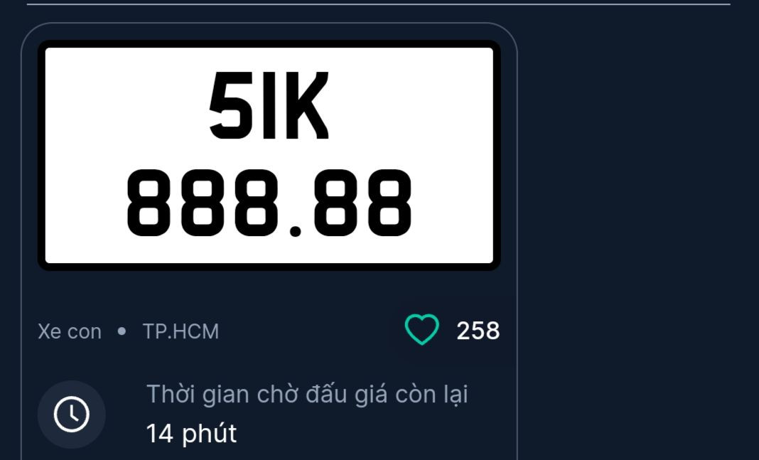 Biển số ô tô 51K-888.88 được đưa ra đấu giá sáng nay.