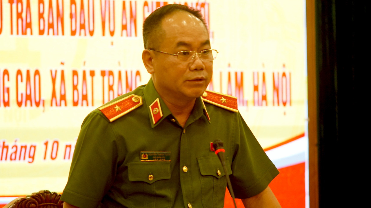 Thiếu tướng Nguyễn Thanh Tùng thông tin về vụ án.