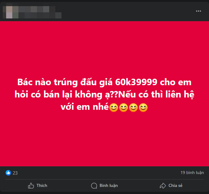 Một số người hỏi mua biển số trúng đấu giá. Một số người hỏi mua biển số trúng đấu giá.