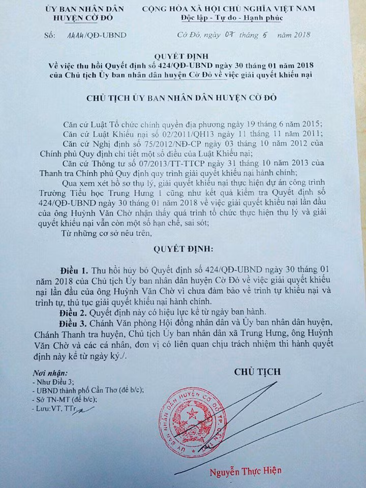 Quyết định cưỡng chế đất sai, Chủ tịch huyện xin lỗi dân ảnh 1