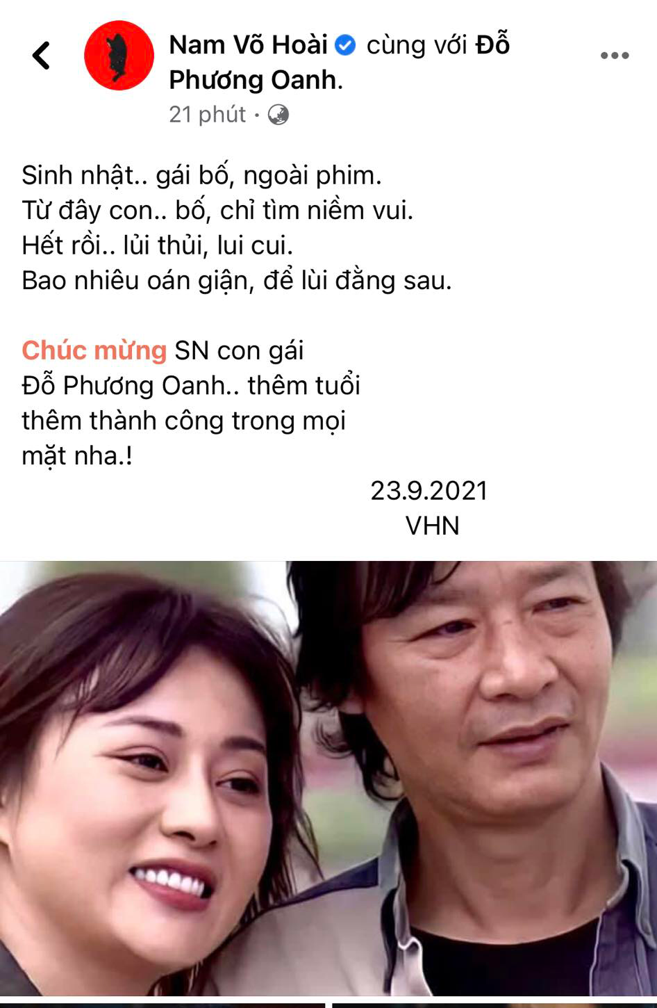 Bài thơ NSƯT Võ Hoài Nam viết tặng Phương Oanh. Bài thơ NSƯT Võ Hoài Nam viết tặng Phương Oanh.