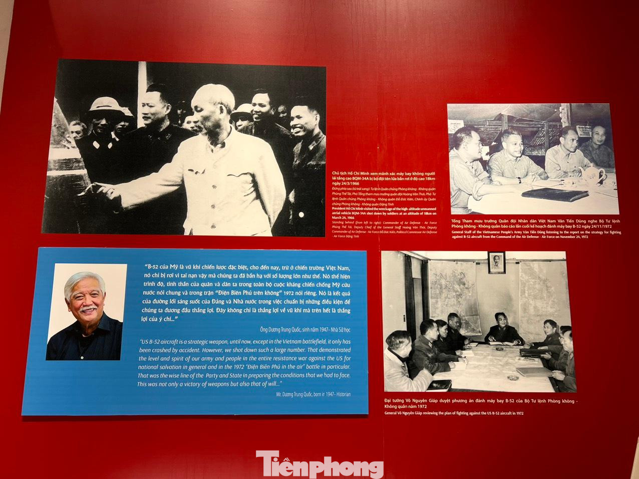 Trưng bày chuyên đề gồm 3 phần: Tầm nhìn chiến lược, Hà Nội 12 ngày đêm - Máu và Hoa và Hoa chiến thắng. Toàn bộ không gian trưng bày tái hiện một cách sinh động, chân thực về cuộc sống, không khí chiến đấu, phục vụ chiến đấu qua những ký ức của người Hà Nội cũng như những thắng lợi của quân và dân Thủ đô trong 12 ngày đêm cuối năm 1972. Ảnh: NGỌC ÁNH Trưng bày chuyên đề gồm 3 phần: Tầm nhìn chiến lược, Hà Nội 12 ngày đêm - Máu và Hoa và Hoa chiến thắng. Toàn bộ không gian trưng bày tái hiện một cách sinh động, chân thực về cuộc sống, không khí chiến đấu, phục vụ chiến đấu qua những ký ức của người Hà Nội cũng như những thắng lợi của quân và dân Thủ đô trong 12 ngày đêm cuối năm 1972. Ảnh: NGỌC ÁNH