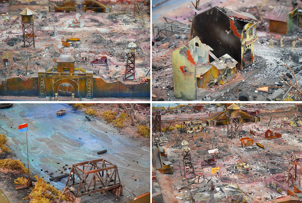 Sa bàn bối cảnh Thành cổ Quảng Trị được dựng trên tỉ lệ 1:72. Sa bàn bối cảnh Thành cổ Quảng Trị được dựng trên tỉ lệ 1:72.