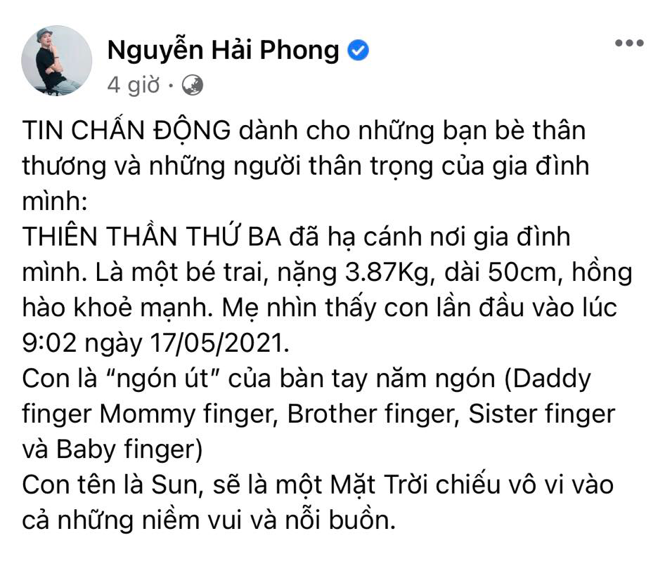 Nhạc sĩ Nguyễn Hải Phong hài hước thông báo "tin chấn động" của gia đình Nhạc sĩ Nguyễn Hải Phong hài hước thông báo "tin chấn động" của gia đình