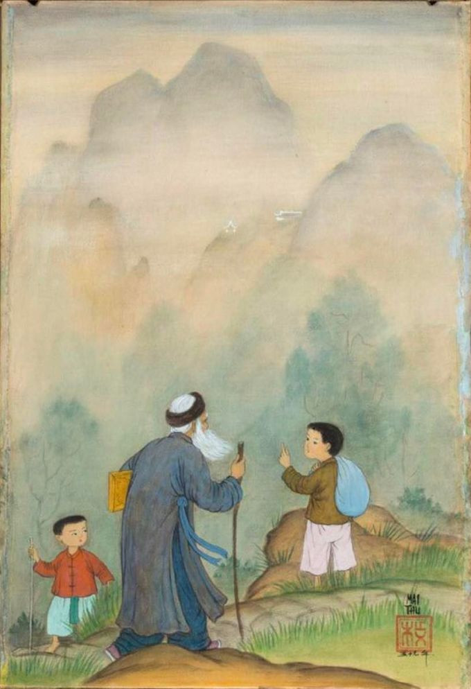 Bức Trên núi có chữ ký của danh họa Mai Trung Thứ. Ảnh: Aguttes.