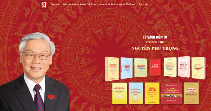 Giao diện tủ sách điện tử Tổng Bí thư Nguyễn Phú Trọng.
