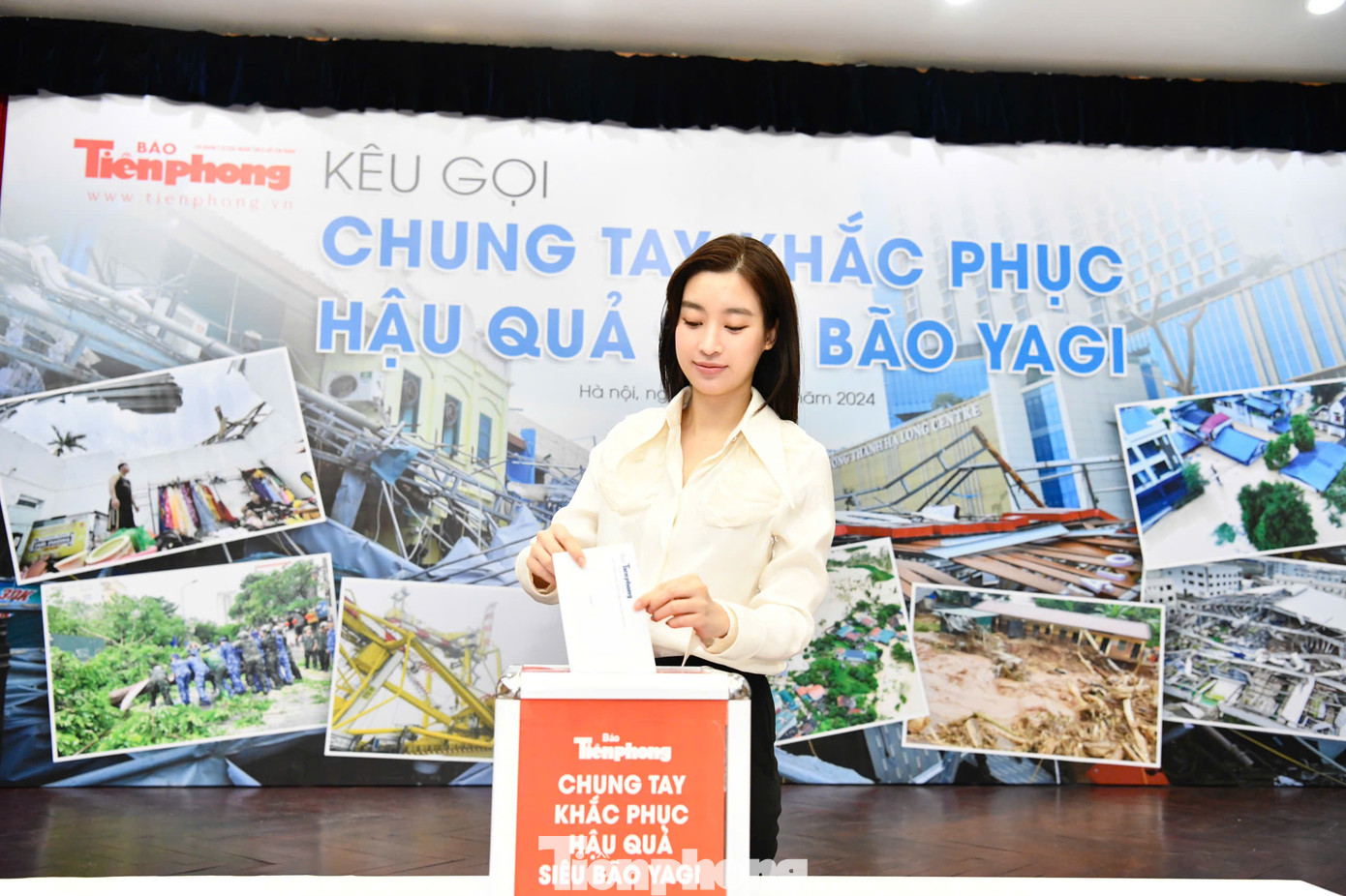 Hoa hậu Đỗ Mỹ Linh ủng hộ 20 triệu đồng. Ảnh: Trọng Tài. Hoa hậu Đỗ Mỹ Linh ủng hộ 20 triệu đồng. Ảnh: Trọng Tài.