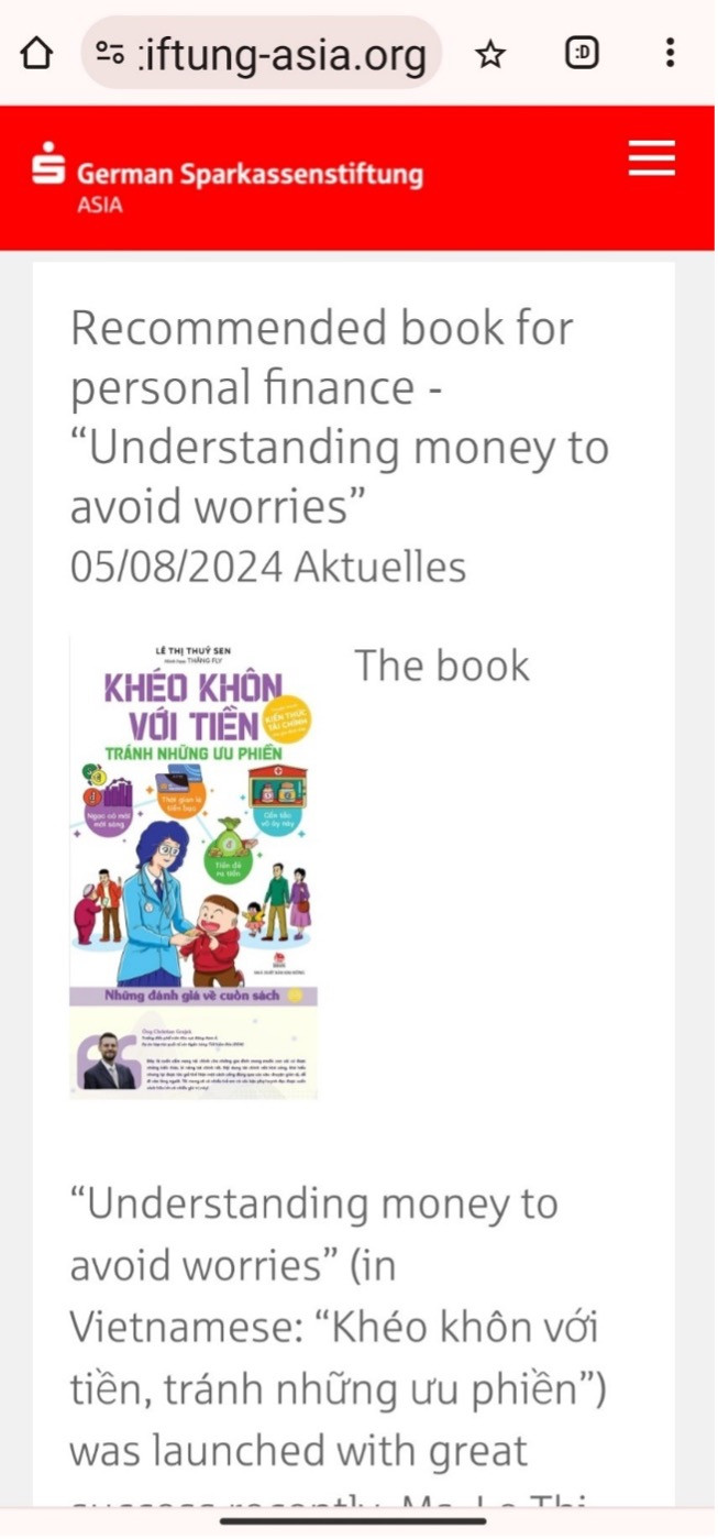 Bài viết đăng tải trên website của Quỹ hợp tác quốc tế các ngân hàng Tiết kiệm Đức.