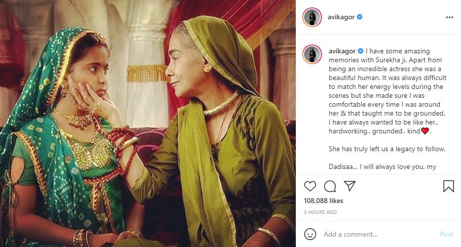 Hình ảnh được Avika Gor chia sẻ trên mạng xã hội Hình ảnh được Avika Gor chia sẻ trên mạng xã hội