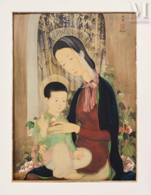 Bức Món quà của mẹ của Lê Phổ. Ảnh: Millon.