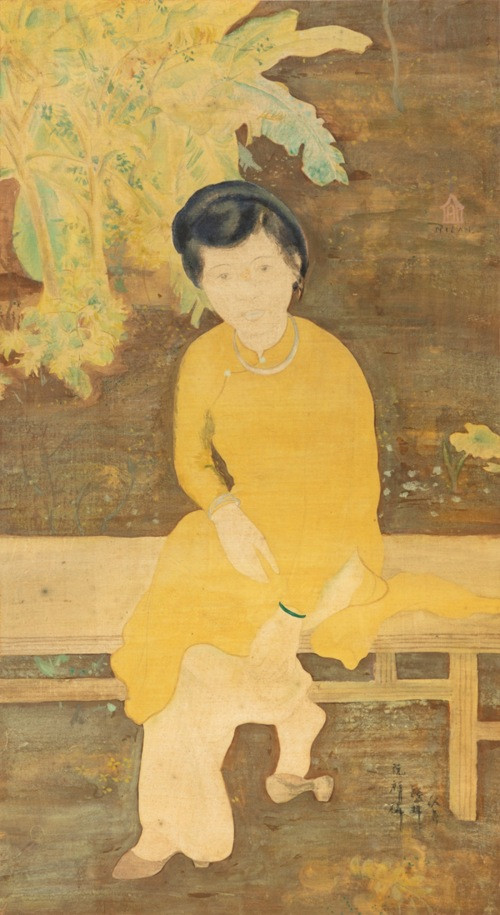 Bức Ngồi nghỉ của danh họa Nguyễn Tường Lân được gõ búa với giá hơn 440 nghìn euro (hơn 10,4 tỷ đồng). Ảnh: Sotheby's. Bức Ngồi nghỉ của danh họa Nguyễn Tường Lân được gõ búa với giá hơn 440 nghìn euro (hơn 10,4 tỷ đồng). Ảnh: Sotheby's.