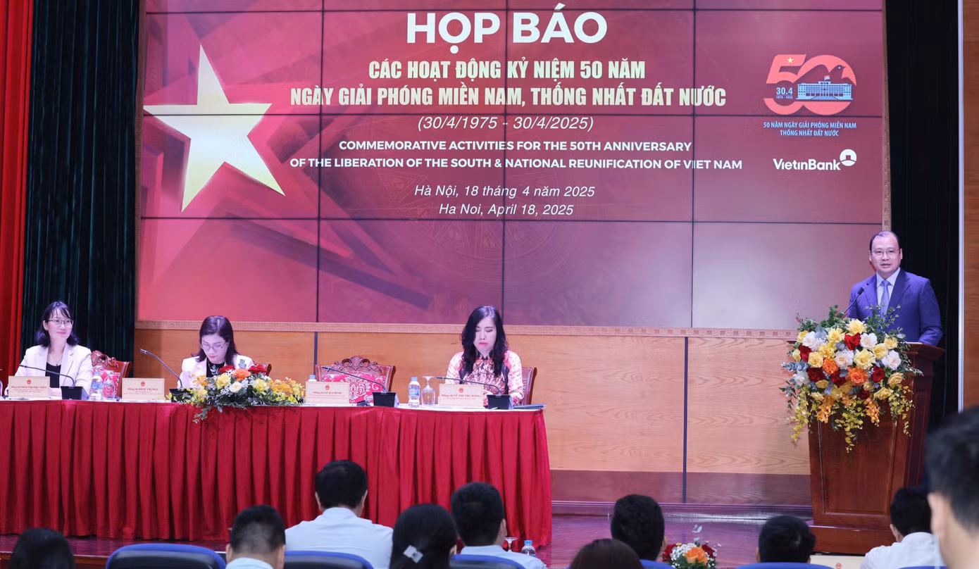 Sáng 18/4, Bộ Văn hóa, Thể thao và Du lịch (VHTTDL) tổ chức họp báo về các hoạt động trọng điểm kỷ niệm 50 năm Giải phóng miền Nam, thống nhất đất nước. Sáng 18/4, Bộ Văn hóa, Thể thao và Du lịch (VHTTDL) tổ chức họp báo về các hoạt động trọng điểm kỷ niệm 50 năm Giải phóng miền Nam, thống nhất đất nước.