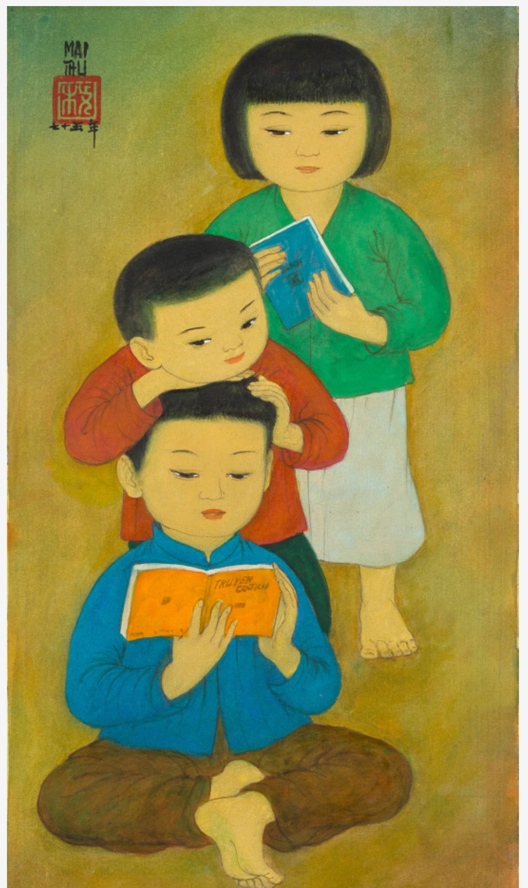 Hai tác phẩm được đấu giá thành công của danh họa Mai Trung Thứ. Hai tác phẩm được đấu giá thành công của danh họa Mai Trung Thứ.