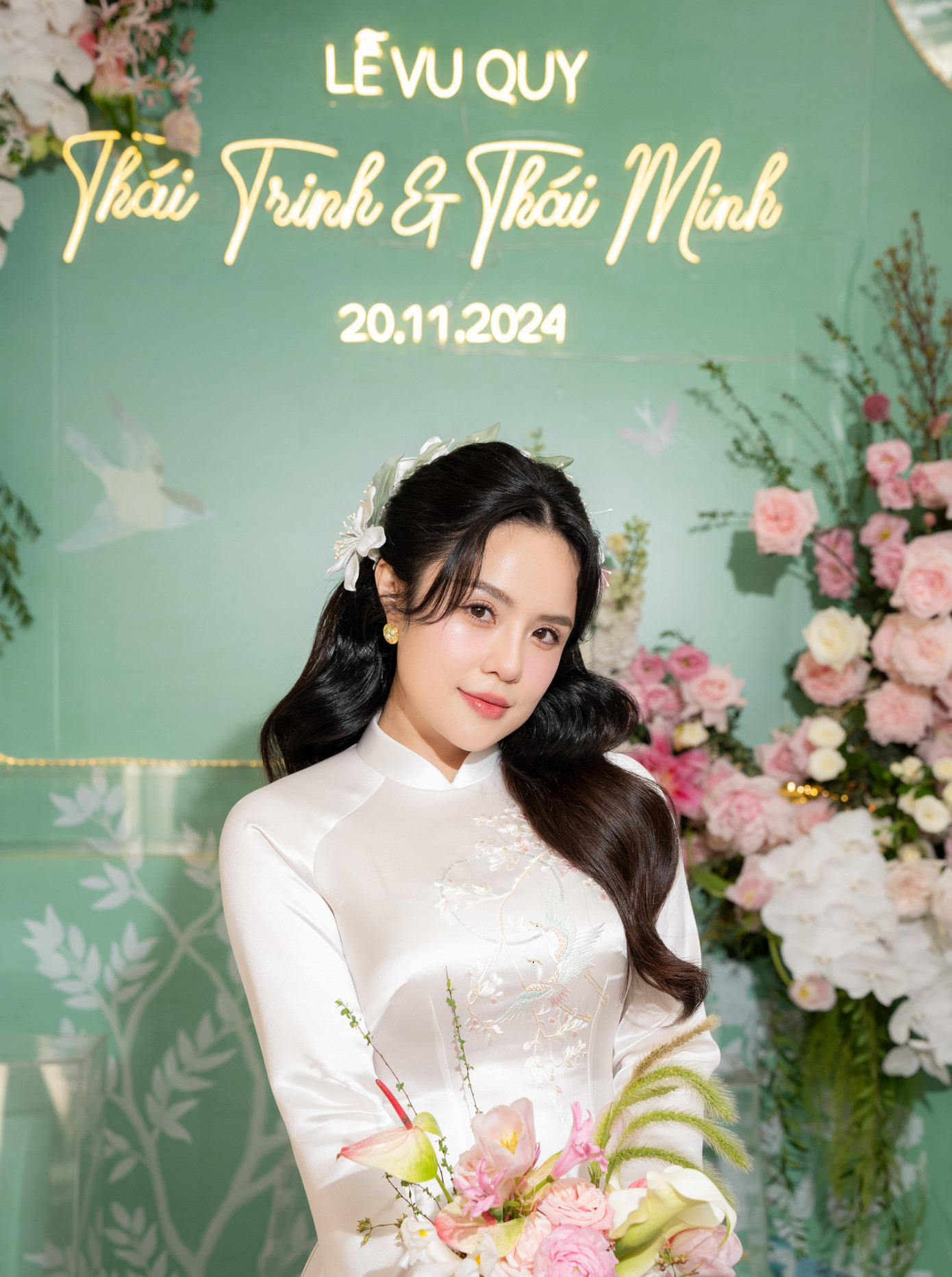 Thái Trinh trong lễ vu quy.