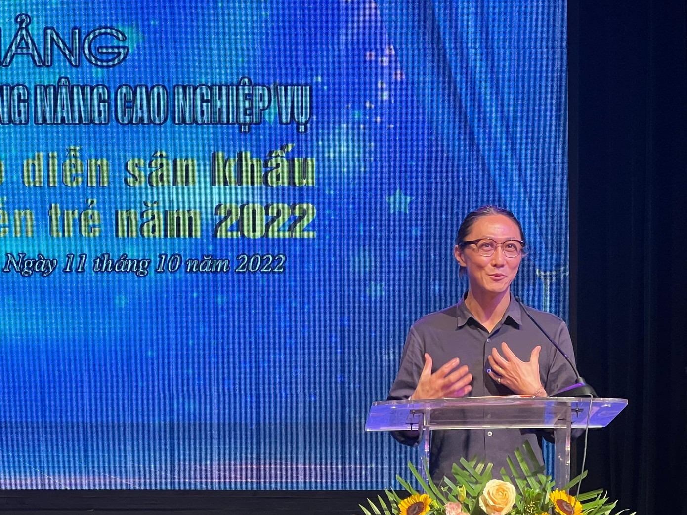 Đạo diễn Sugiyama tại Lễ bế giảng lớp tập huấn. Ảnh: NGỌC ÁNH. Đạo diễn Sugiyama tại Lễ bế giảng lớp tập huấn. Ảnh: NGỌC ÁNH.