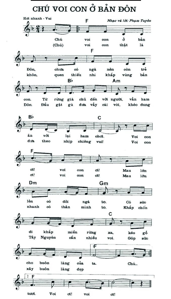 Chú voi con ở Bản Đôn là bài hát nổi tiếng dành cho thiếu nhi.