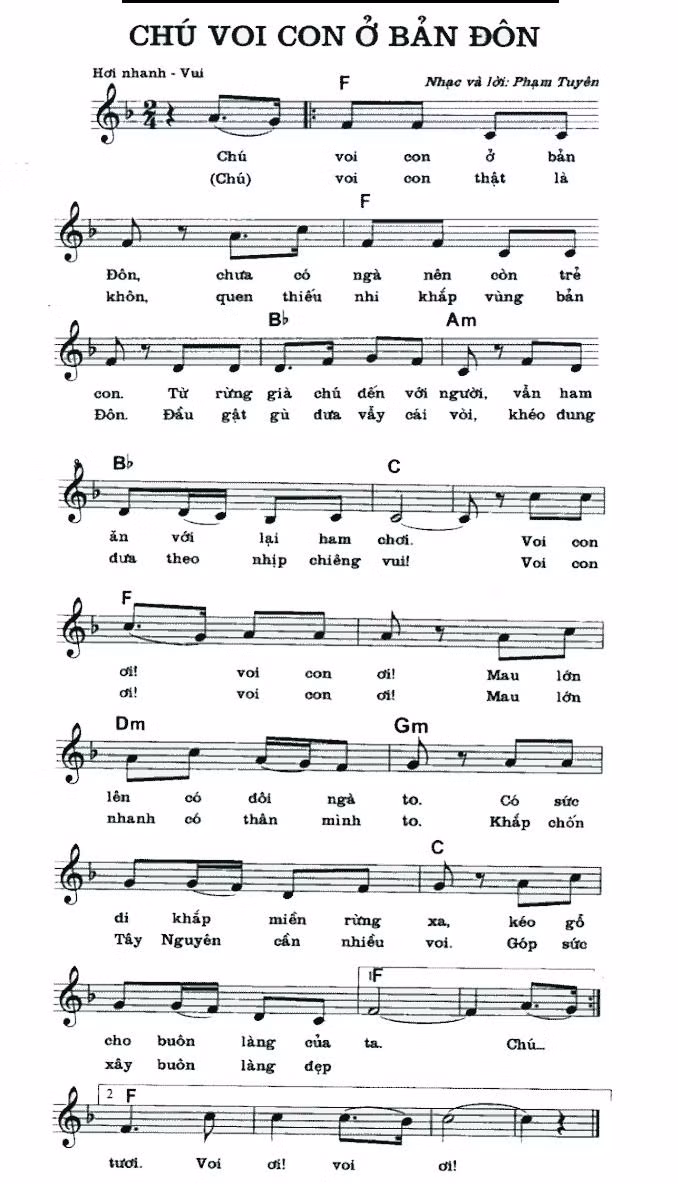 Chú voi con ở Bản Đôn là bài hát nổi tiếng dành cho thiếu nhi.