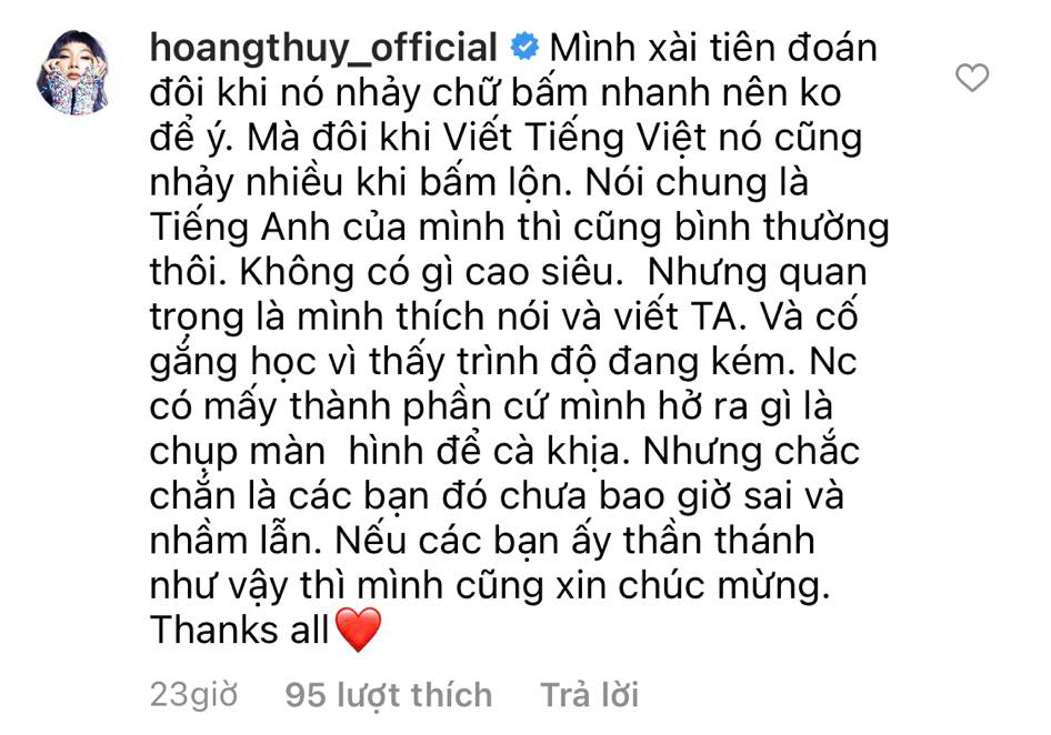 Phản ứng của Hoàng Thùy khi bị bắt lỗi Tiếng Anh Phản ứng của Hoàng Thùy khi bị bắt lỗi Tiếng Anh
