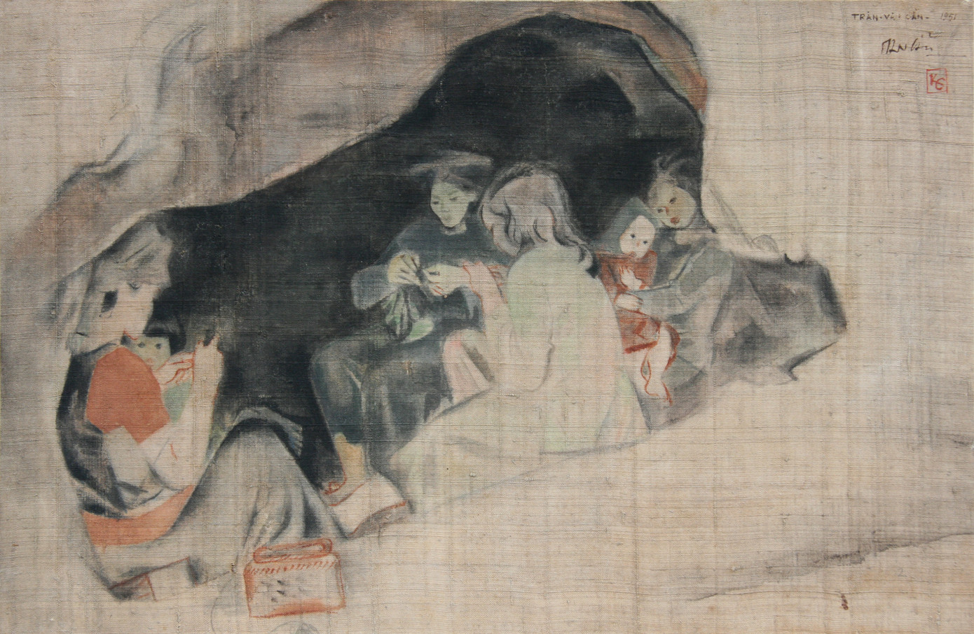 Tranh lụa Ở hang lần đầu được công bố. Tranh lụa Ở hang lần đầu được công bố.