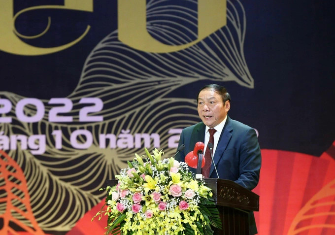 Bộ trưởng Bộ Văn hóa, Thể thao và Du lịch Nguyễn Văn Hùng phát biểu khai mạc liên hoan. Ảnh: BTC. Bộ trưởng Bộ Văn hóa, Thể thao và Du lịch Nguyễn Văn Hùng phát biểu khai mạc liên hoan. Ảnh: BTC.