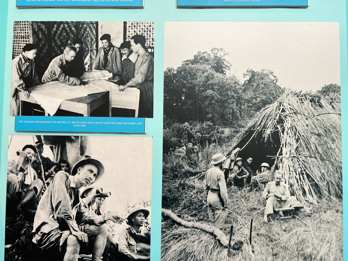 Triển lãm cũng giới thiệu một số hình ảnh của Bác khi ở chiến khu Việt Bắc.