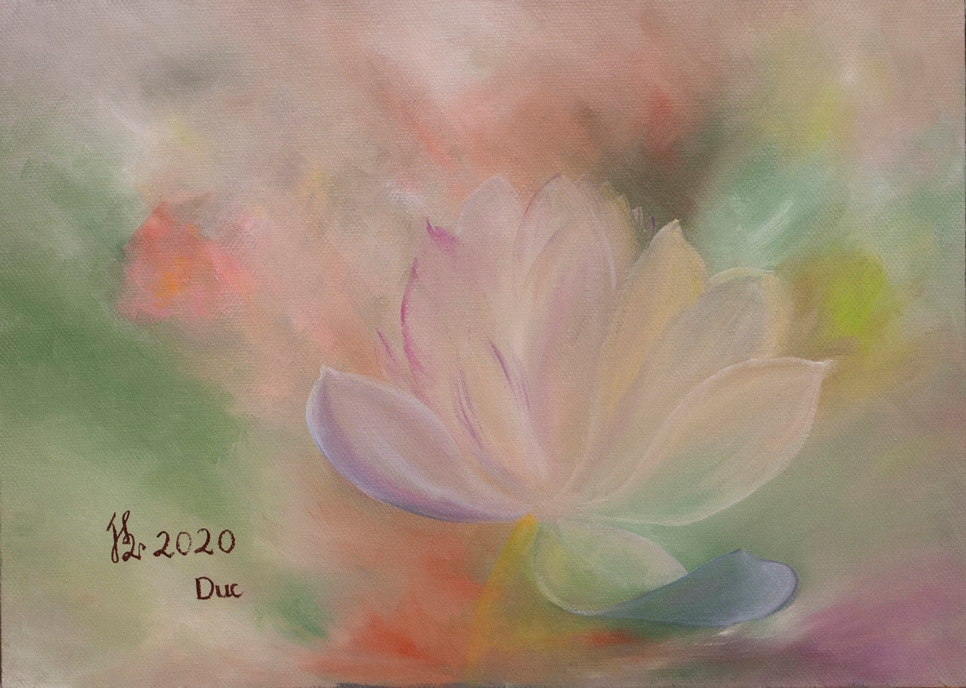 Tranh Vô định (trái) và Tự tại được trưng bày tại triển lãm. Tranh Vô định (trái) và Tự tại được trưng bày tại triển lãm.