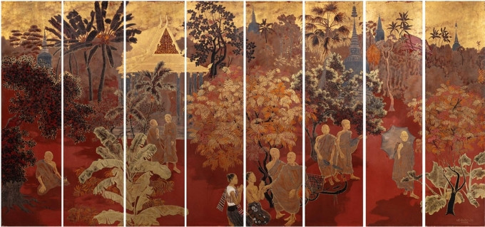 Bức sơn mài Phong cảnh Phnom Penh của họa sĩ Lê Quốc Lộc được bán giá 1,2 triệu euro (khoảng 32 tỷ đồng) trong phiên đấu tối 21/10/2021. Ngày đấu giá thành công tác phẩm cũng là sinh nhật của họa sĩ Lê Quốc Lộc.