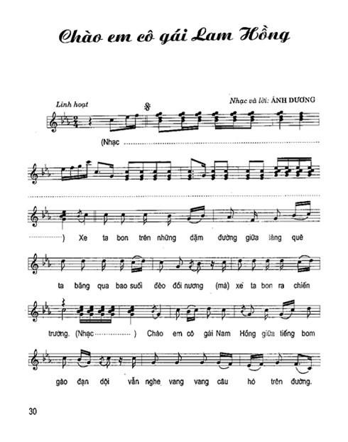 Ca khúc Chào em cô gái Lam Hồng ghi dấu tên tuổi của nhạc sĩ Ánh Dương. Ảnh: Tư liệu. Ca khúc Chào em cô gái Lam Hồng ghi dấu tên tuổi của nhạc sĩ Ánh Dương. Ảnh: Tư liệu.