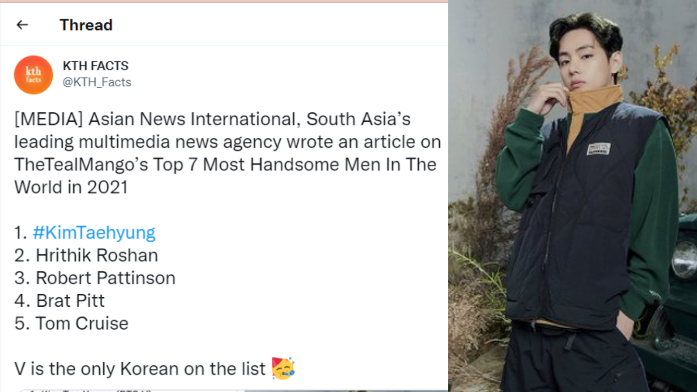 V đứng đầu danh sách người đàn ông đẹp trai nhất thế giới.
