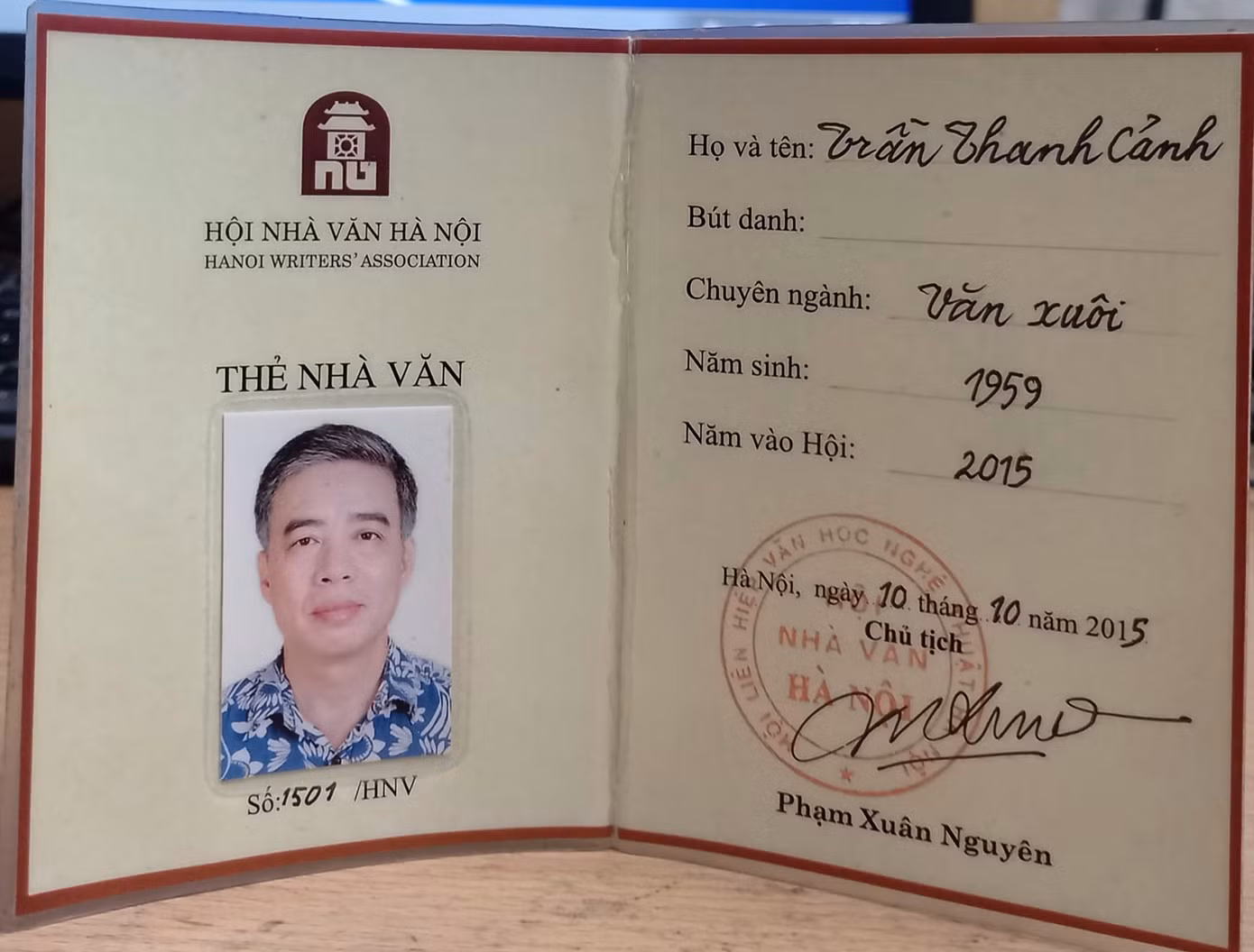 Thẻ hội viên của ông Trần Thanh Cảnh. Ảnh: FBNV. Thẻ hội viên của ông Trần Thanh Cảnh. Ảnh: FBNV.