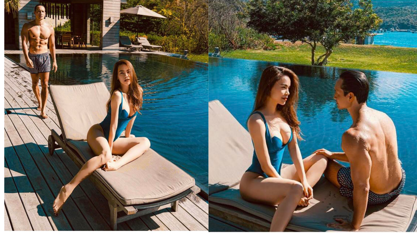 Sau khi sinh con, Hồ Ngọc Hà nhanh chóng lấy lại vóc dáng cân đối và nóng bỏng. Trong những tấm hình mà &quot;ba mẹ ba con&quot; đăng tải trên mạng xã hội gần đây, cô tự tin diện áo tắm khoe ba vòng quyến rũ, tình tứ bên người bạn đời