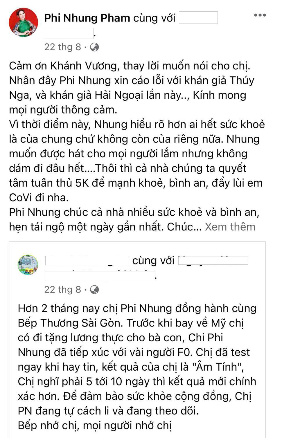 Bài đăng cuối cùng của Phi Nhung trên mạng xã hội. Bài đăng cuối cùng của Phi Nhung trên mạng xã hội.