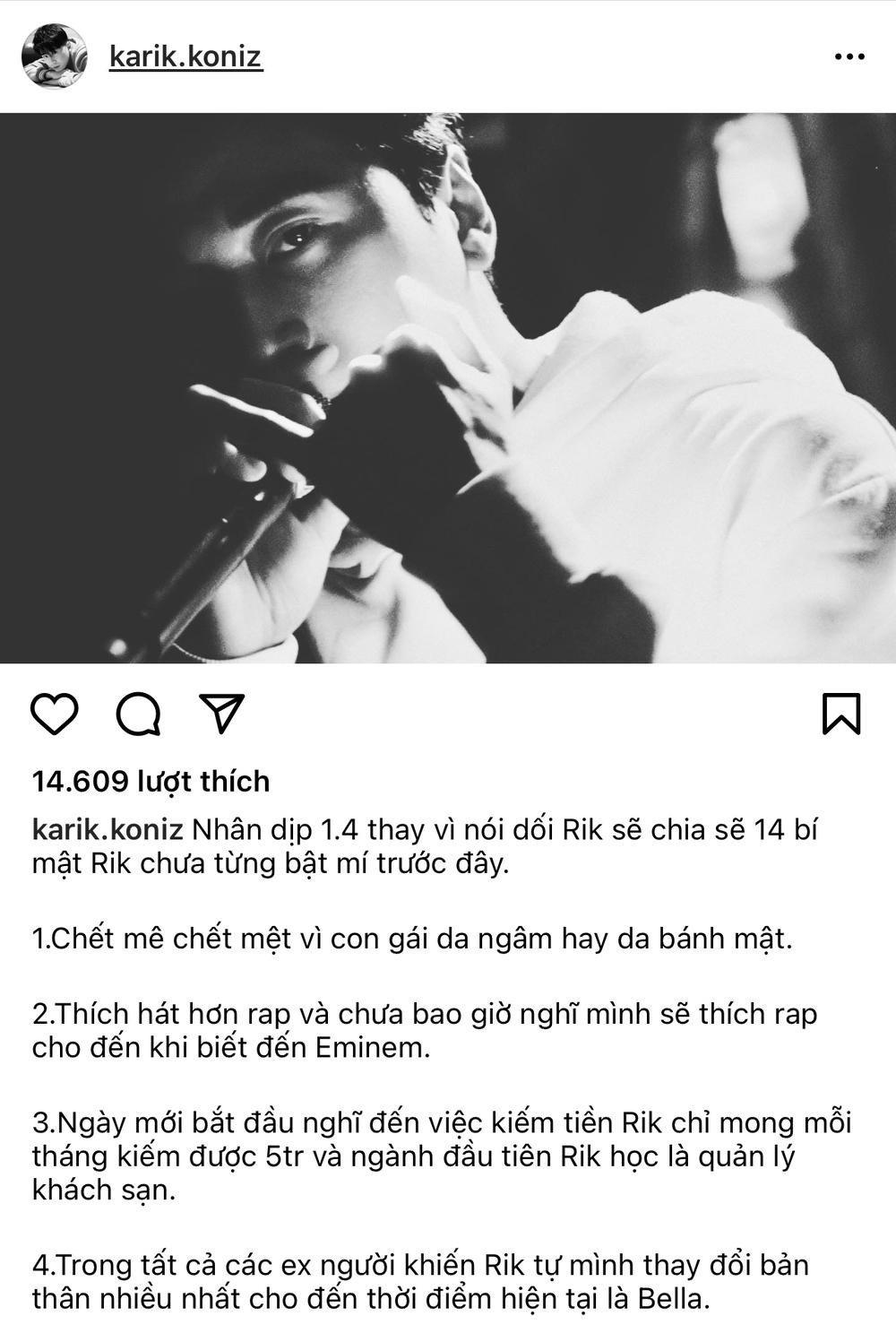 Bài đăng của Karik trên Instagram Bài đăng của Karik trên Instagram