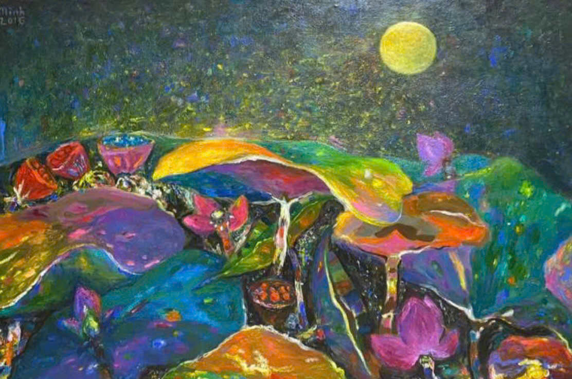 Tác phẩm Sen của họa sĩ Nguyễn Thị Minh. Tác phẩm Sen của họa sĩ Nguyễn Thị Minh.