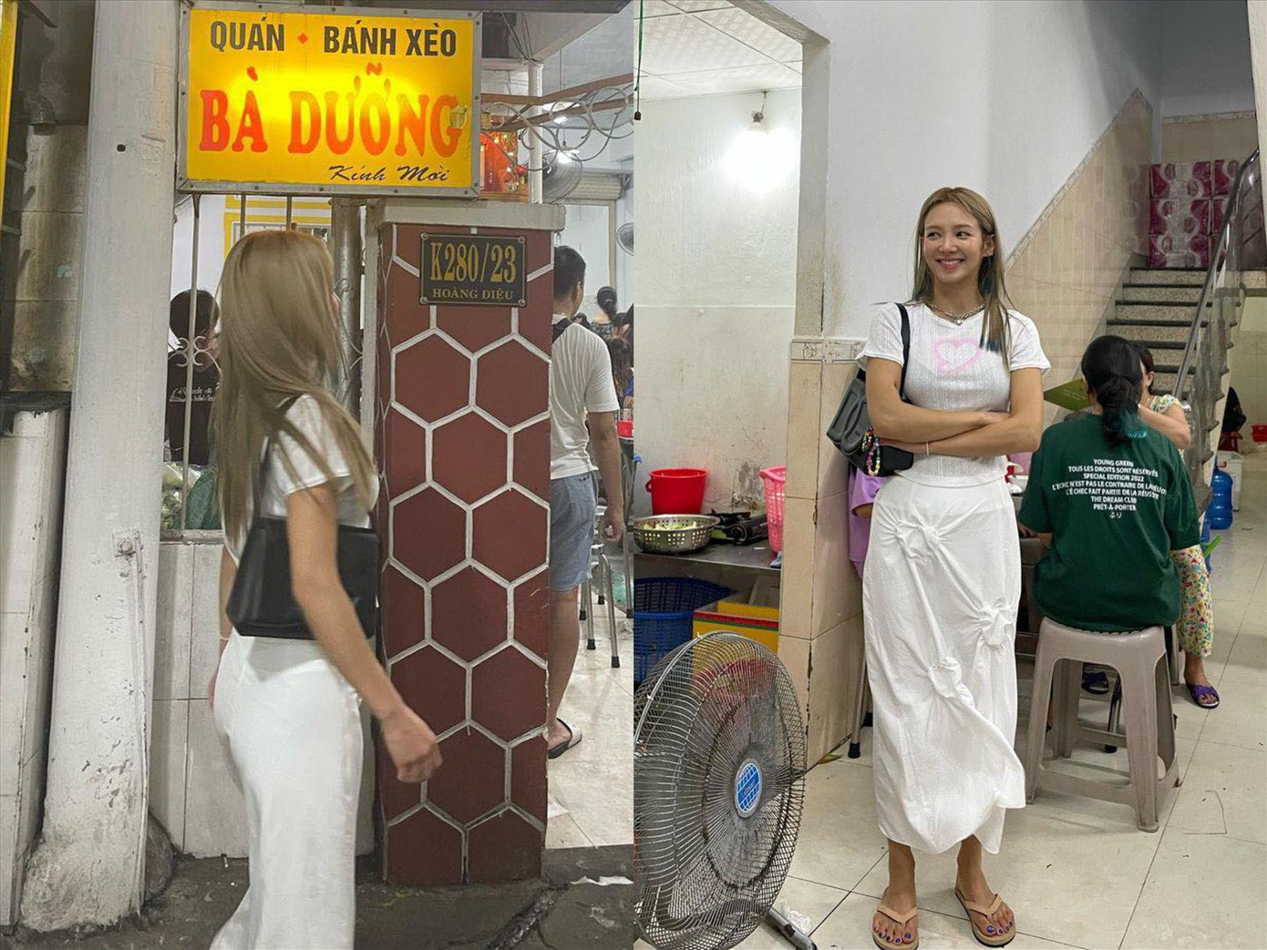 Hyoyeon thích thú check-in ở hàng bánh xèo.