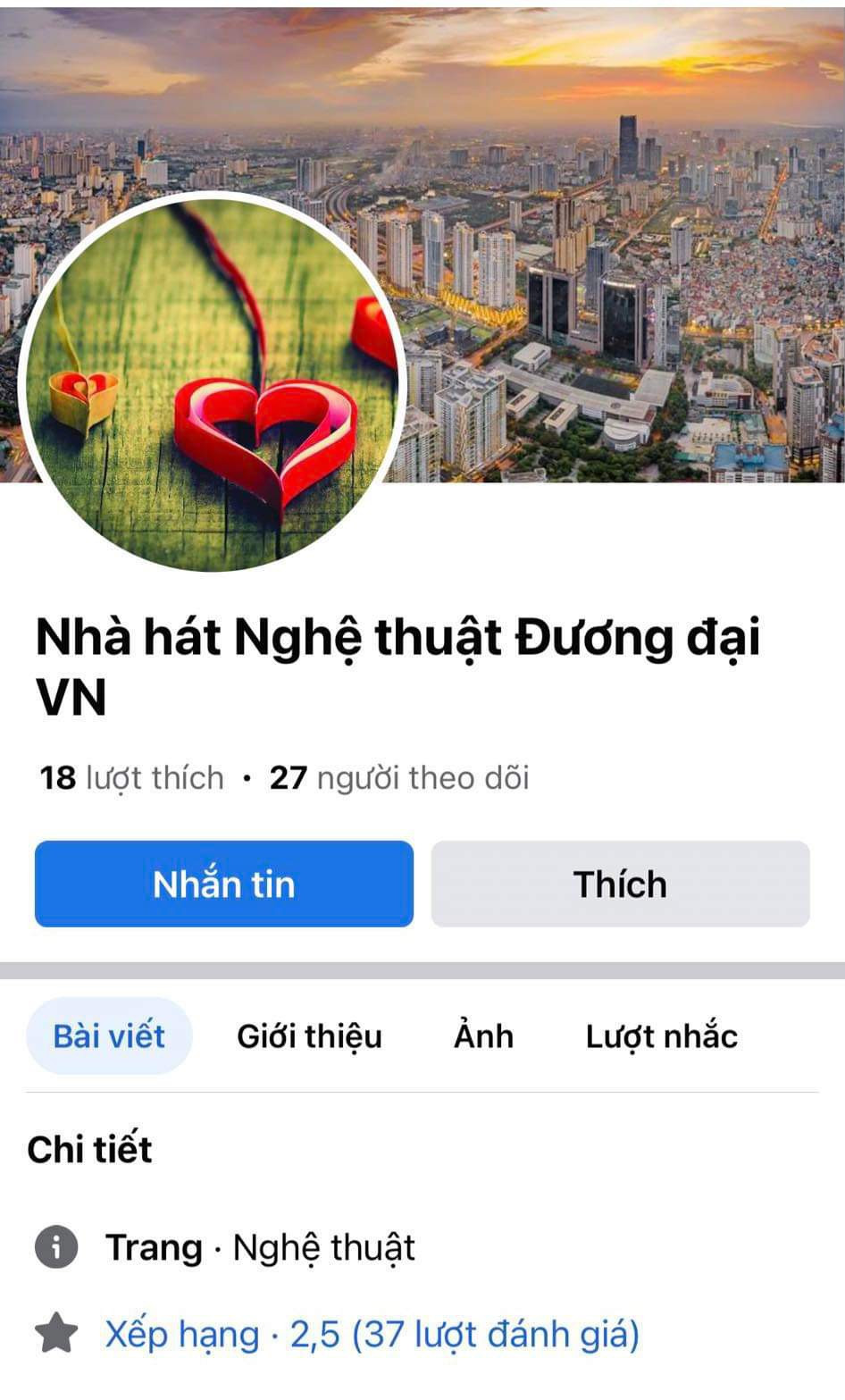Trang Facebook giả mạo Nhà hát nghệ thuật đương đại Việt Nam.