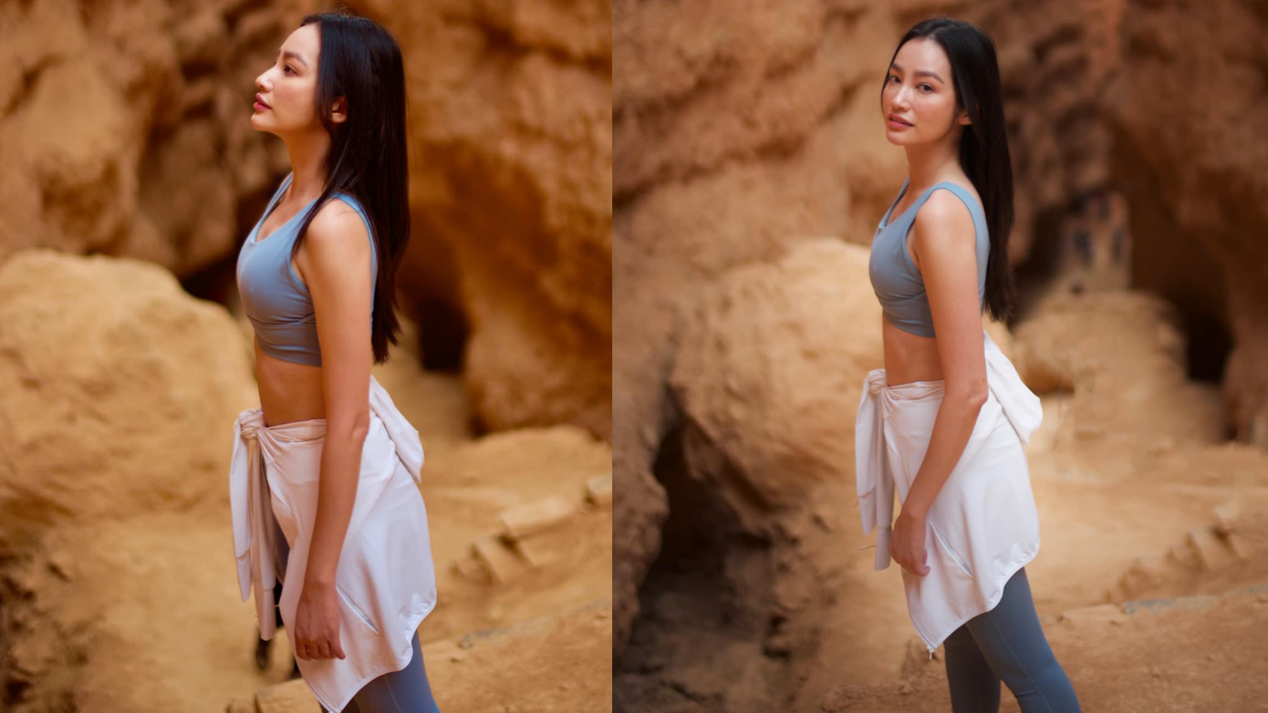 Trong bộ ảnh mới, Á hậu 1 Hoa hậu Phụ nữ Việt Nam qua ảnh năm 2005 diện đồ thể thao khỏe khoắn, khoe thân hình chuẩn và nhan sắc vô cùng cuốn hút