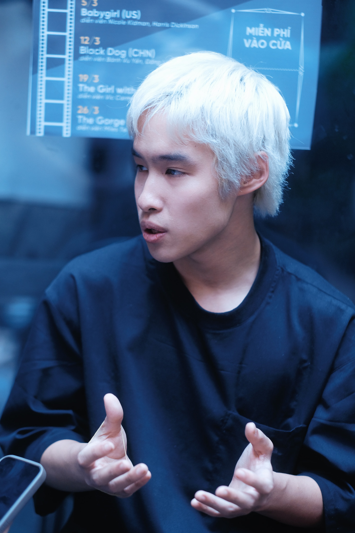 Bùi Thạc Phong từng tuyên bố không bao giờ đóng phim của bố. Ảnh: Hà Trang. Bùi Thạc Phong từng tuyên bố không bao giờ đóng phim của bố. Ảnh: Hà Trang.