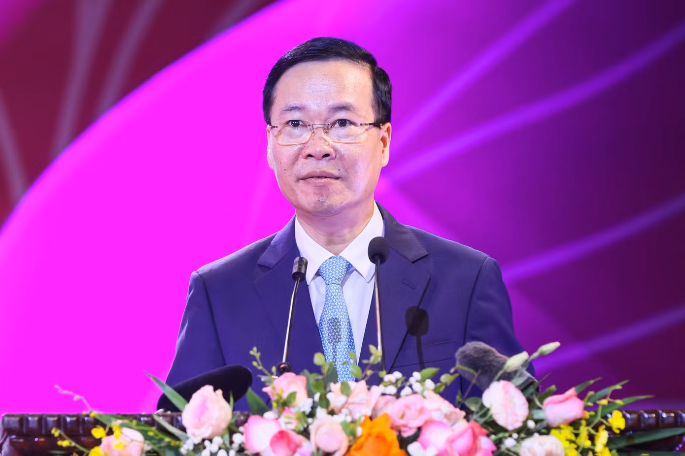 Chủ tịch nước Võ Văn Thưởng phát biểu tại Lễ trao tặng danh hiệu NSND, NSƯT sáng 6/3. Ảnh: Nhật Minh.