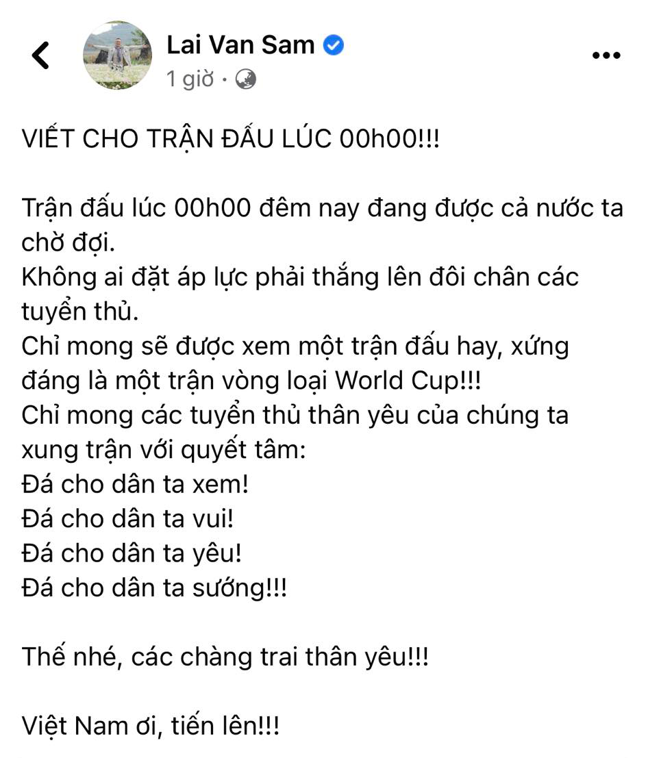 MC Lại Văn Sâm chia sẻ trước khi trận đấu diễn ra vào đêm nay. MC Lại Văn Sâm chia sẻ trước khi trận đấu diễn ra vào đêm nay.