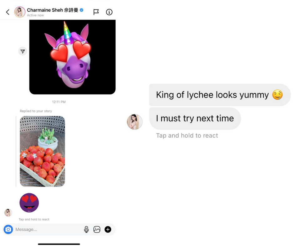 Cả hai thường nhắn tin qua Instagram