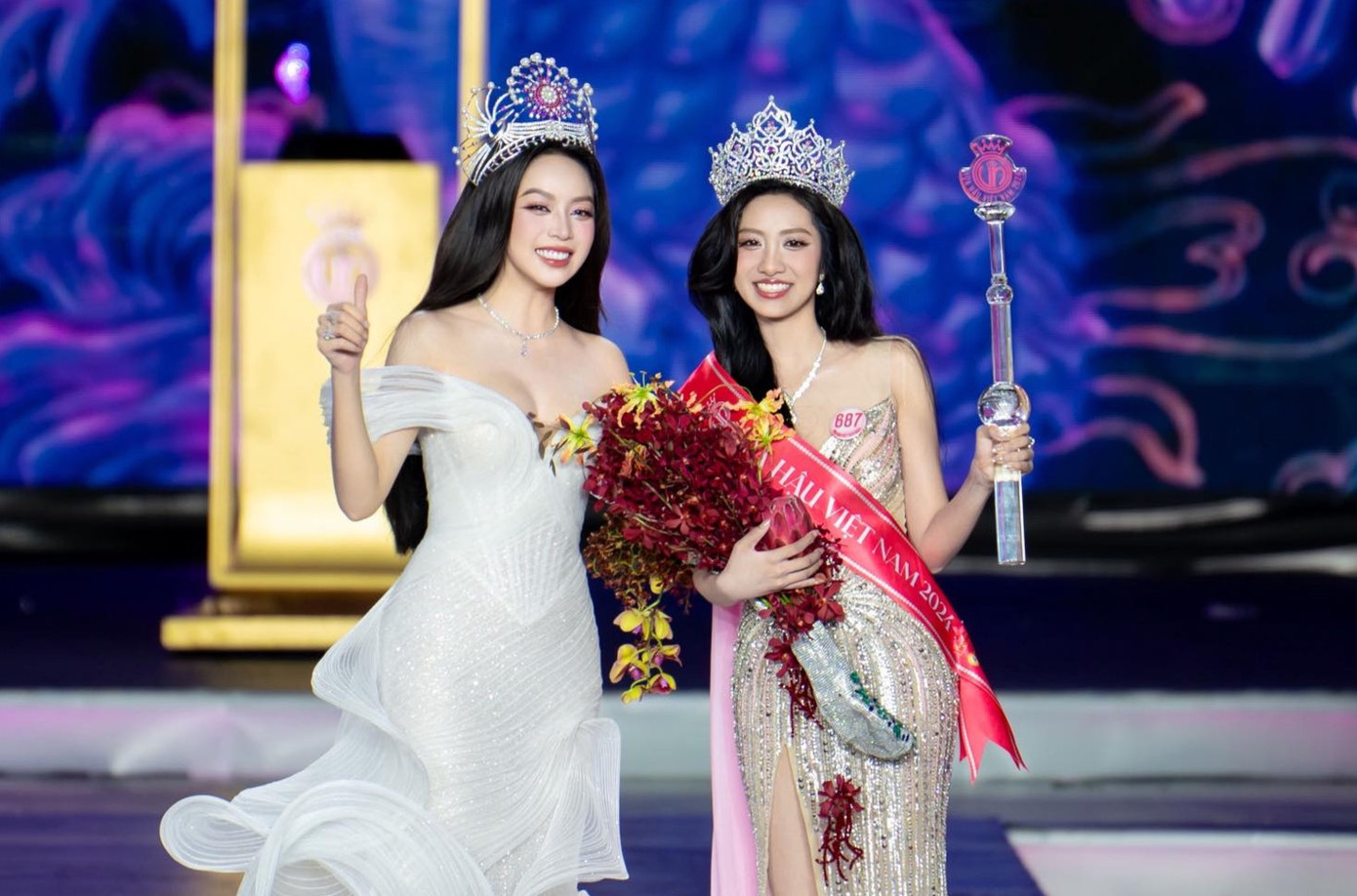 Hoa hậu Thanh Thủy, Hoa hậu Trúc Linh chung khung hình.