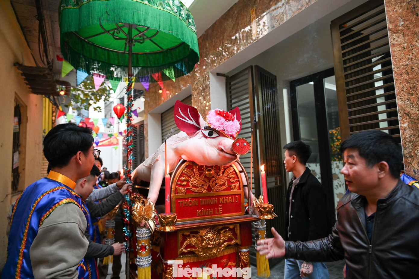 Lợn được chọn theo tiêu chuẩn khắt khe và cầu kỳ. Một dân làng cho biết "ông lợn" được ăn đồ mới, ăn hoa quả, cháo, ngày lạnh được đốt sưởi cho ấm. Đến ngày hội, gia chủ thắp hương khấn để lợn tự đi theo, không được trói buộc.