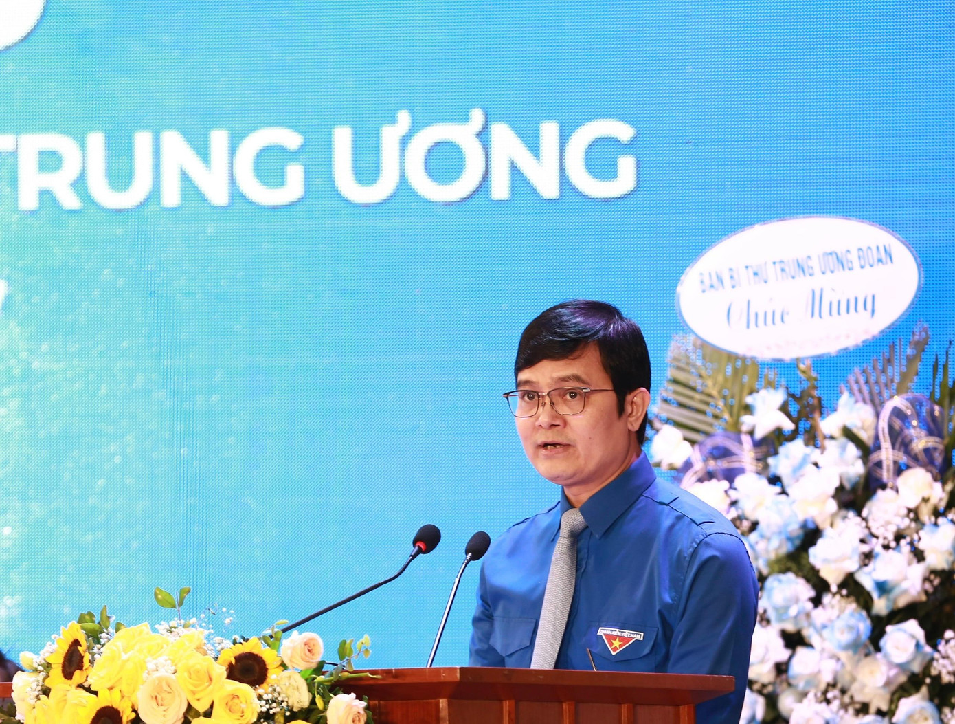 Anh Bùi Quang Huy, Ủy viên dự khuyết T.Ư Đảng, Bí thư thứ nhất T.Ư Đoàn phát biểu tại đại hội. Ảnh: Như Ý