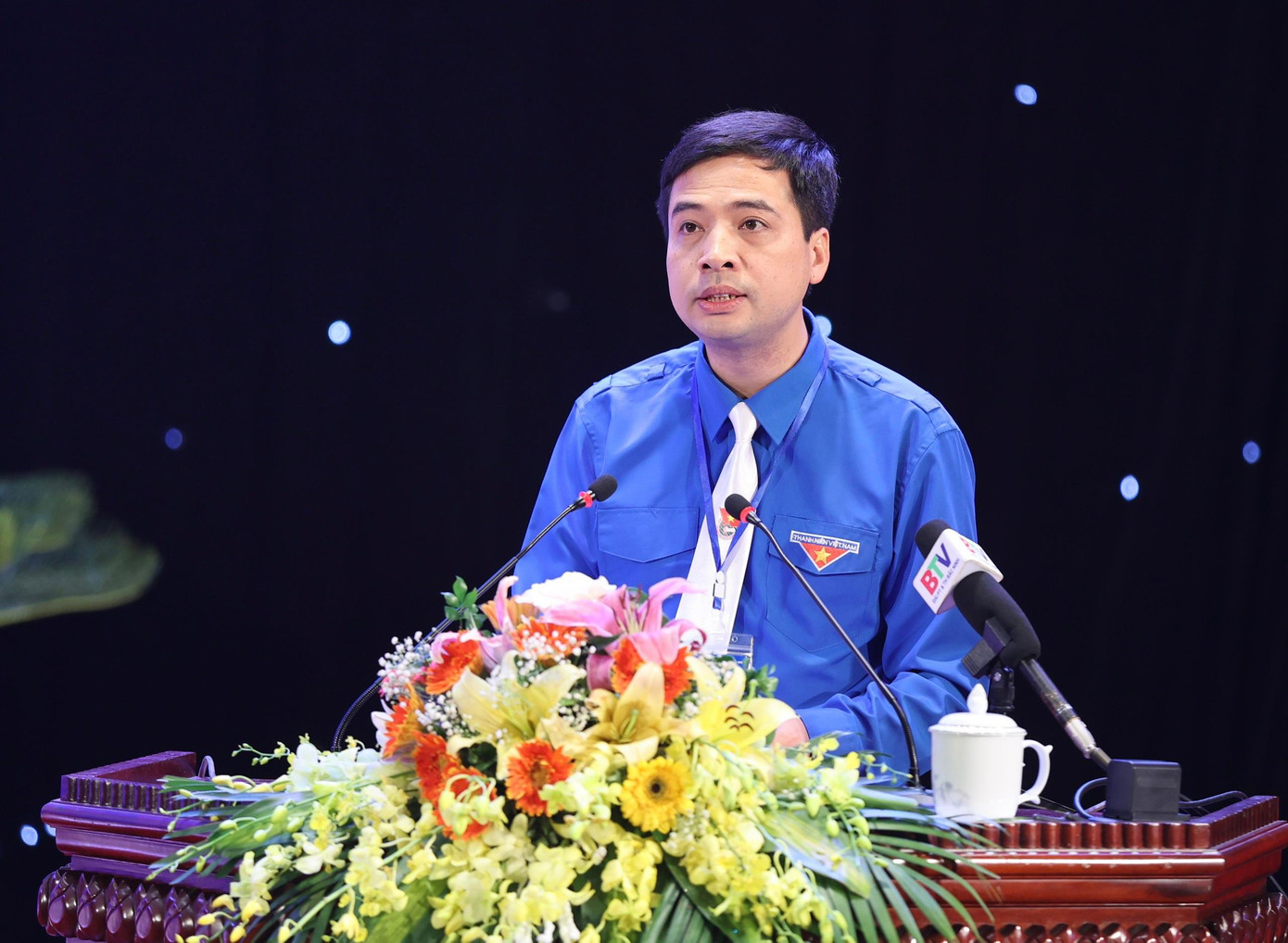 Anh Nguyễn Đức Sâm - Bí thư Tỉnh Đoàn Bắc Ninh, khai mạc phiên trọng thể. Ảnh: Như Ý